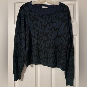 THML Navy and Black Leopard Print Sweater